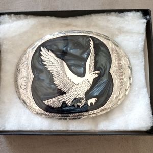 Flying Eagle Belt Buckle Silver/Blue/Black